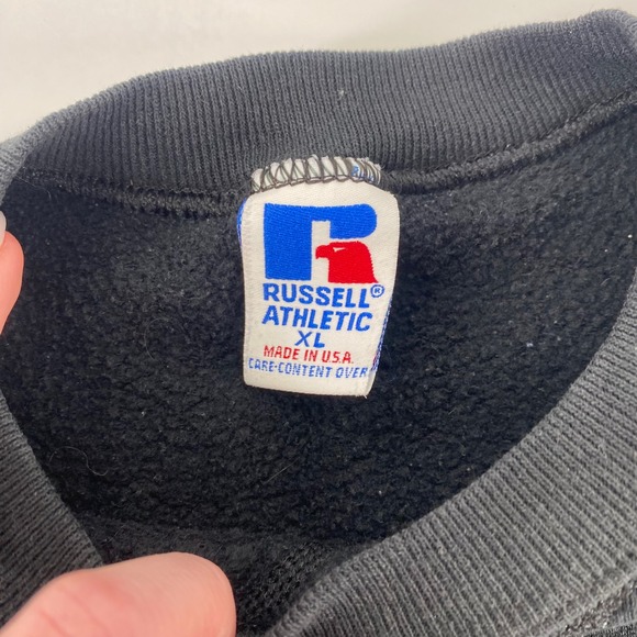 Russell Athletic AEA Black Sweatshirt Mens XL Crew Neck Pullover Spell Out VTG - Picture 4 of 4